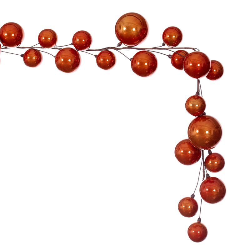 Vickerman 10' Burnished Orange Pearl Branch Ball Wire Garland. image number 2