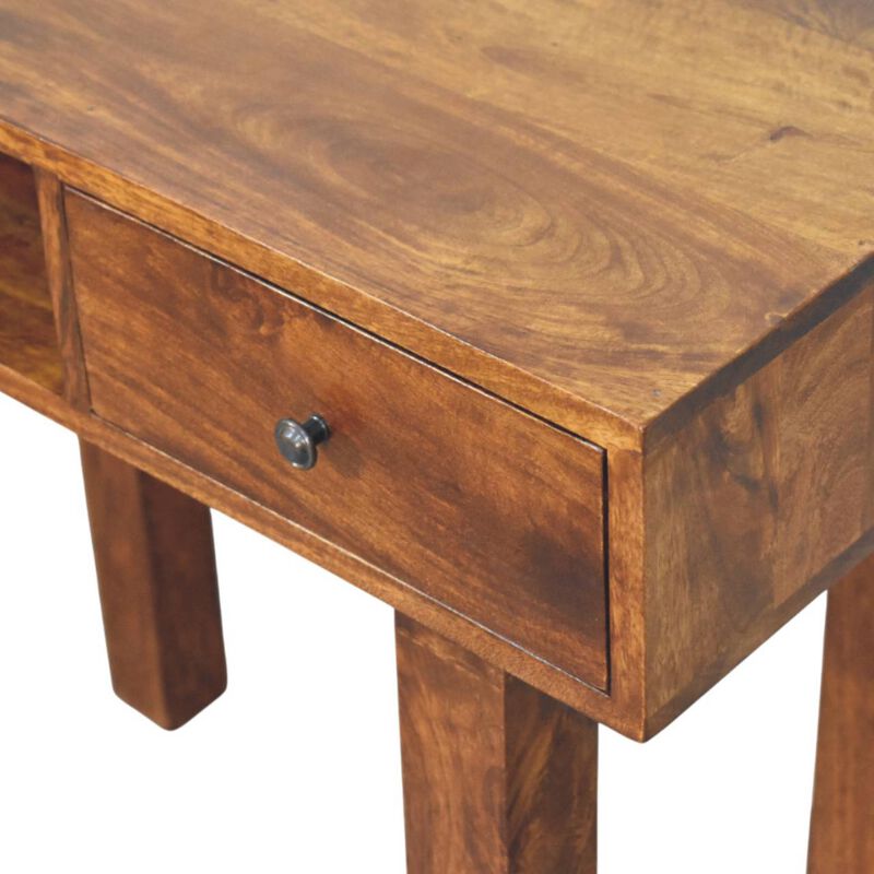 Artisan Furniture Solid Wood Tula 1 Drawer Chestnut Writing Desk , Brown image number 5