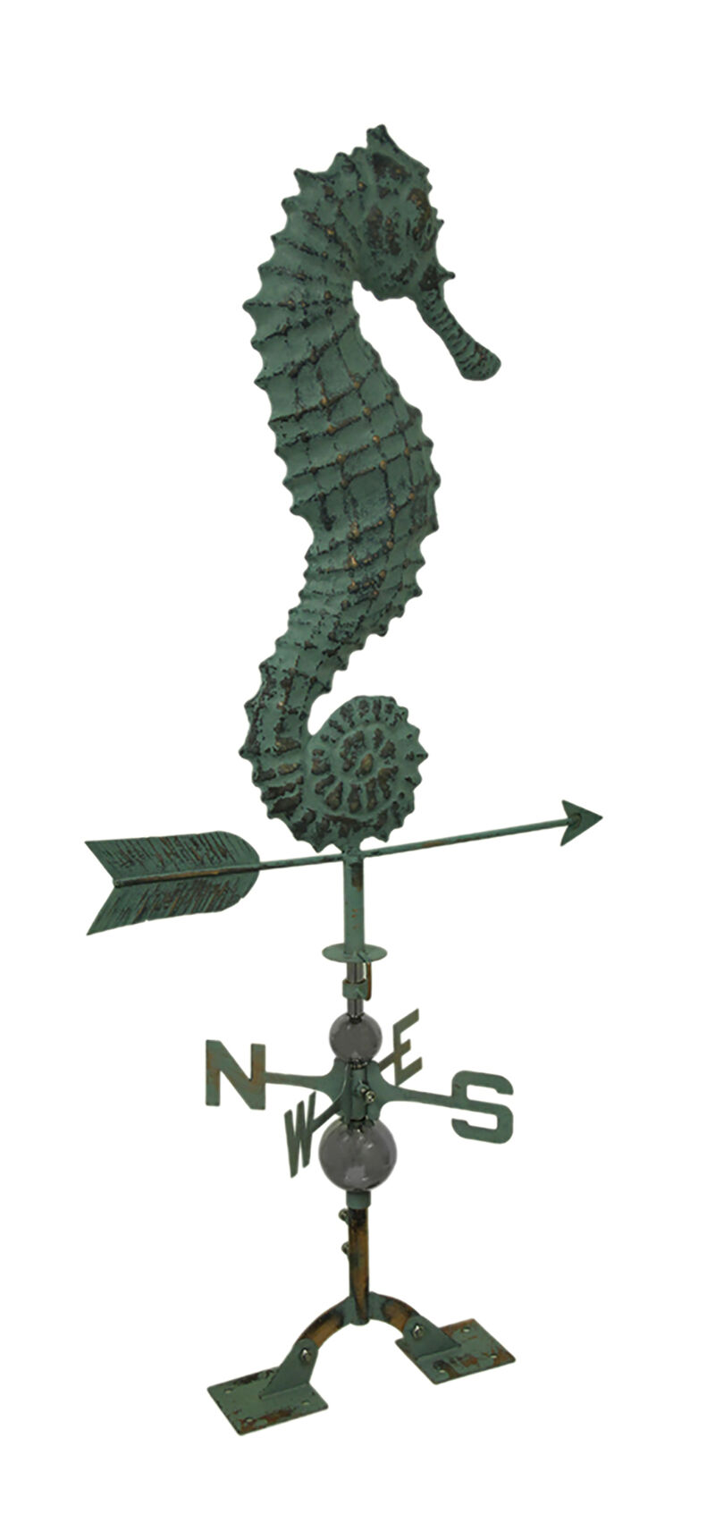 Beautiful Verdigris Finish Seahorse Weathervane With Roof Mount image number 1