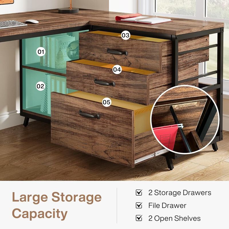 Tribesigns Height Adjustable C-Shaped End Table with Wheels, Walnut Brown Mobile Sofa Side Table with Tiltable Top and Magazine Holder, Rolling Snack Table for Living Room, Bedroom, and Home Office image number 3