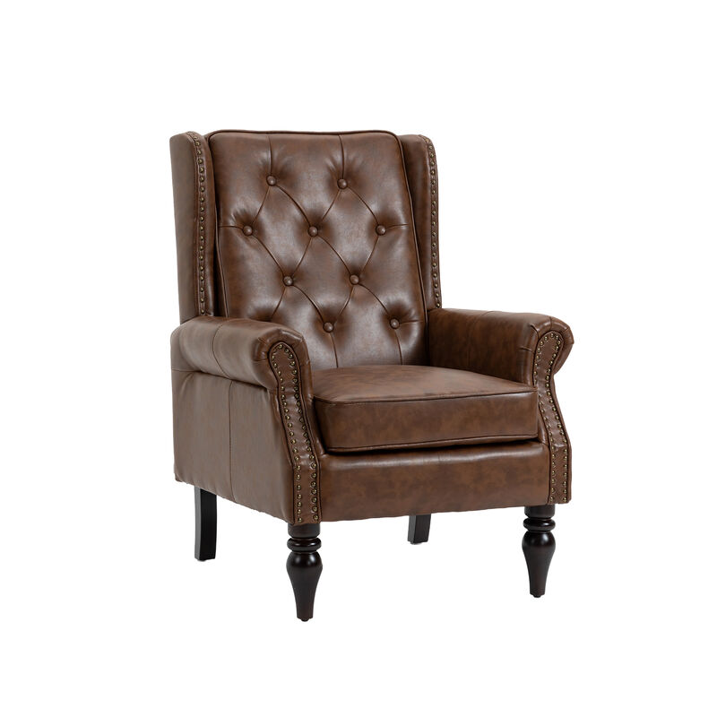 TATEUS  Modern Brown PU Accent Chair Lounge Chair image number 0