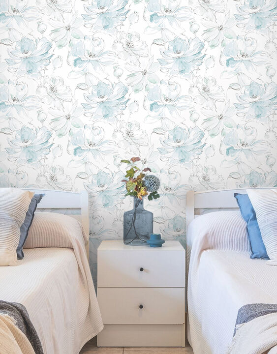 Floral Dreams Mineral Green Peel & Stick Wallpaper (Set of 2)