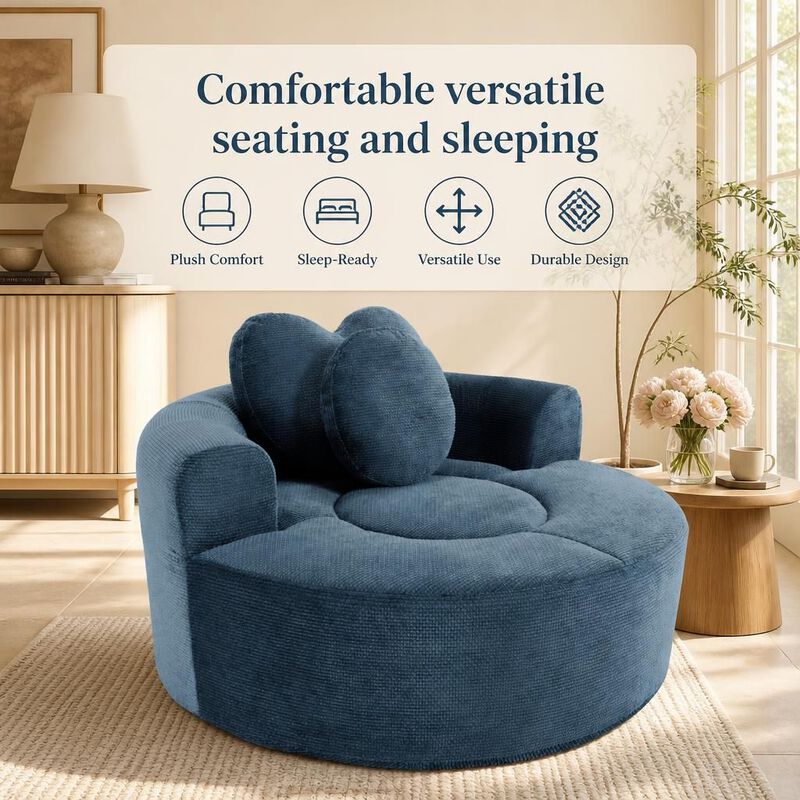 GOODSILO Multi-functional Round Memory Foam Sectional Convertible Sofa Bed Cloud Couch for Small Living Spaces, Apartments and Offices image number 4