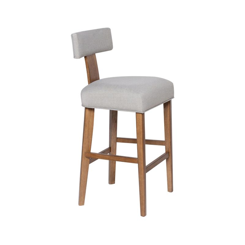Tely Barstool Chair with Light Gray T Back, Natural Brown Wood Frame image number 0