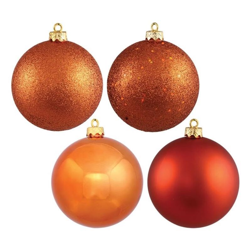 Vickerman 4" Burnish Orange 4 Finish Ball Ornament 12 per Box image number 0