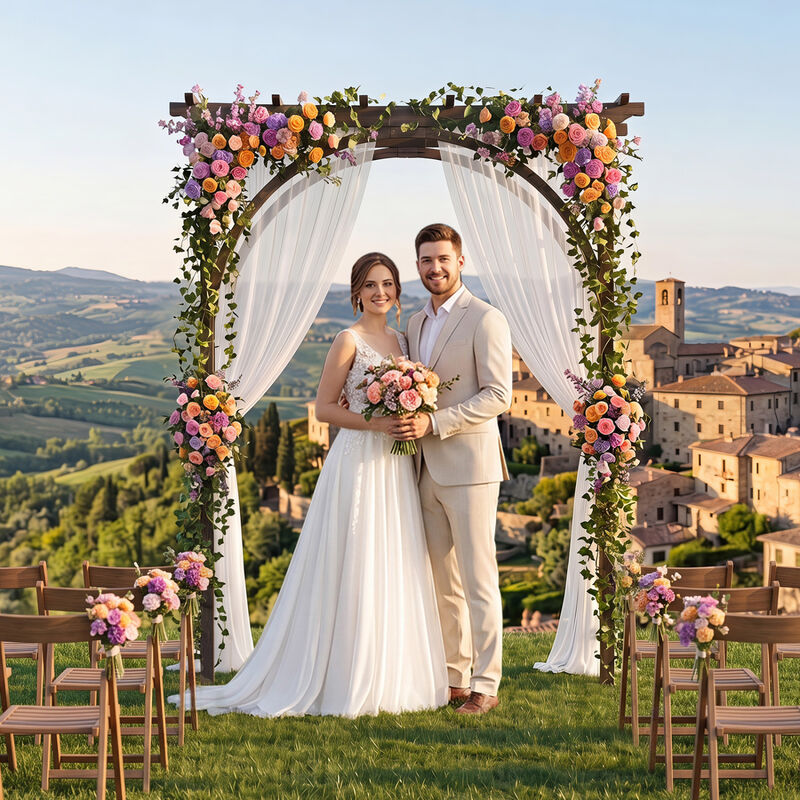 Outdoor Wooden Garden Arch 85 Inch for Wedding Decor and Climbing Plants image number 7