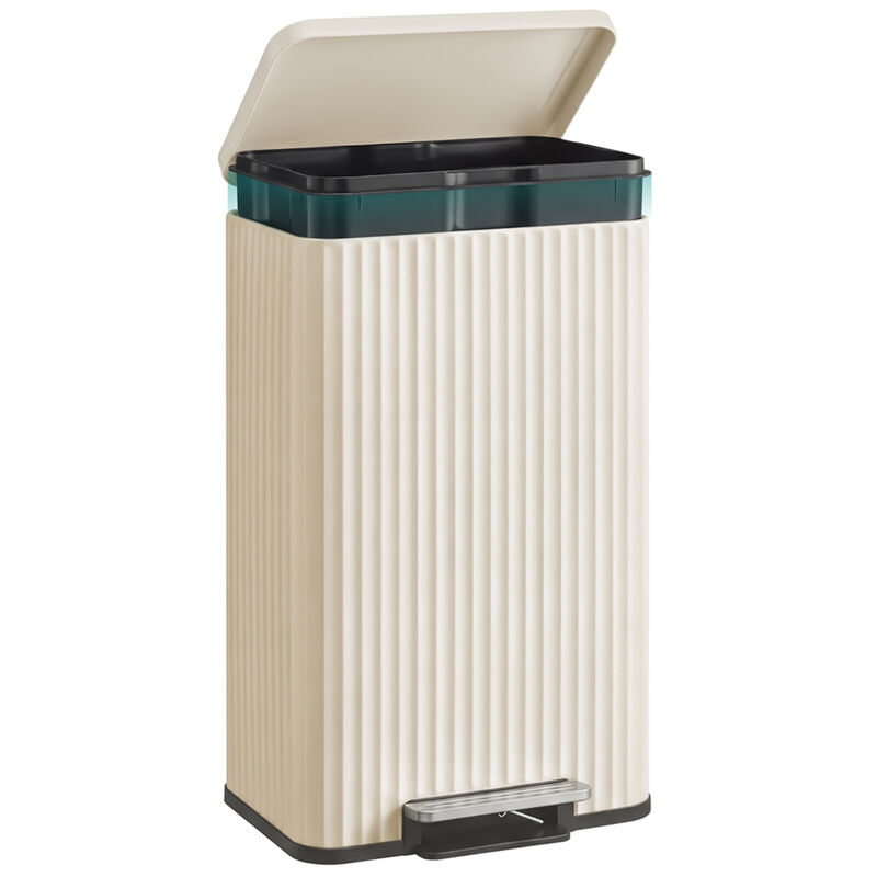 50 Liter Stainless Steel Trash Can with Lid Removable Inner Bucket image number 0