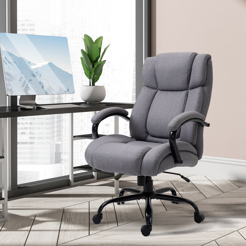 Vinsetto High Back Big and Tall Executive Office Chair 484lbs with Wide Seat, Computer Desk Chair with Linen Fabric, Adjustable Height, Swivel Wheels, Light Grey image number 2