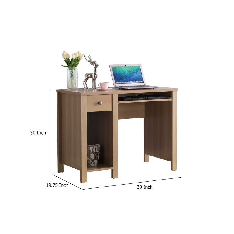 Akol Computer Desk, Keyboard Drawer and Storage, 39 Inch, Dark Taupe