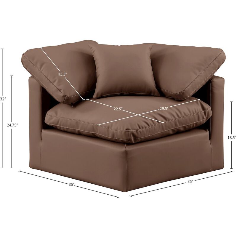 Meridian Furniture Indulge Brown Vegan Leather Corner Chair