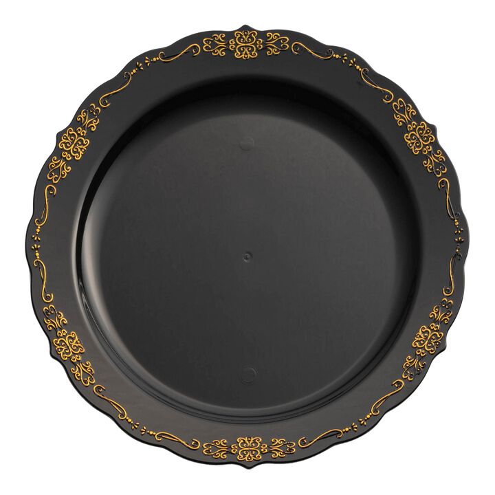 10" Vintage Rim Round Plastic Dinner Plates (120 Plates)