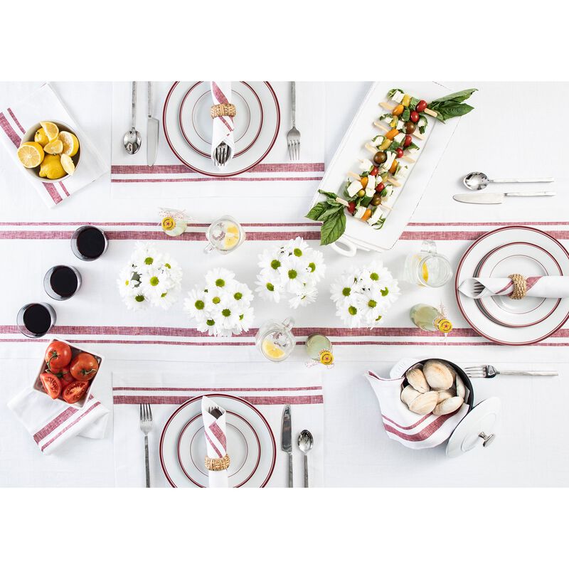 Solino Home 100% Pure Linen Table Runner - French Stripe