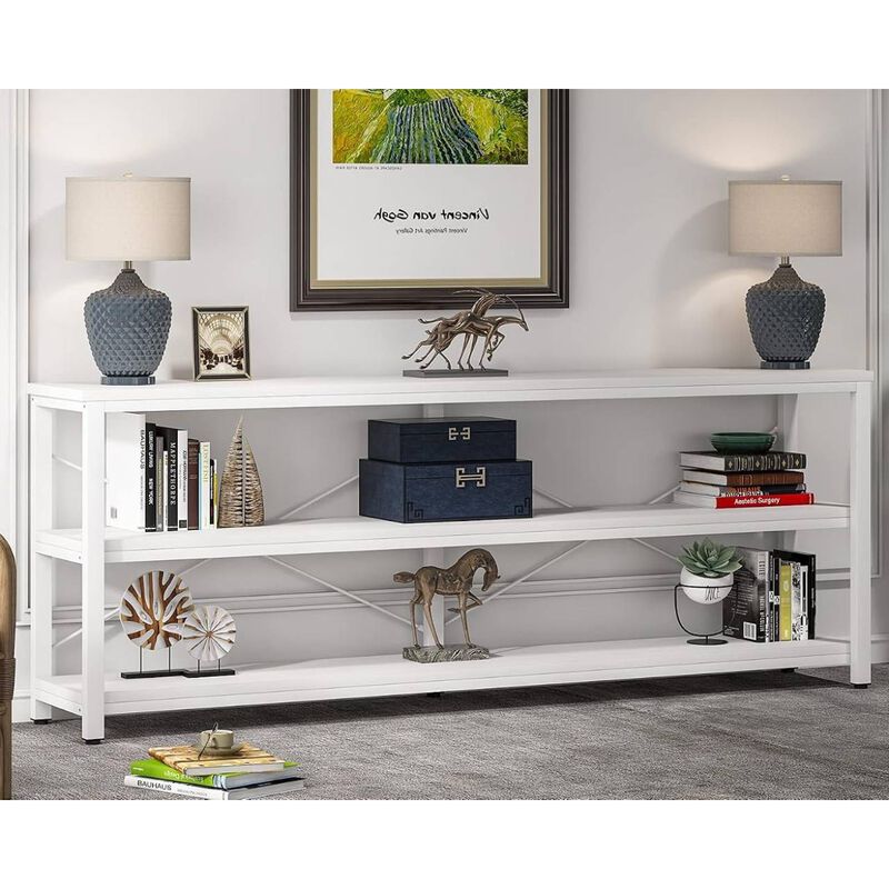 Tribesigns Classic 3-Tier Wood Console Table with Metal Frame image number 6