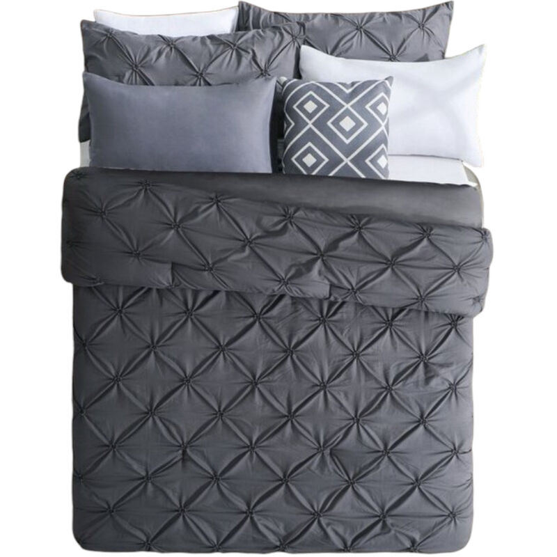 Soft Microfiber Comforter Set &ndash; Pleated Reversible 3-Piece Bed Ensemble image number 0