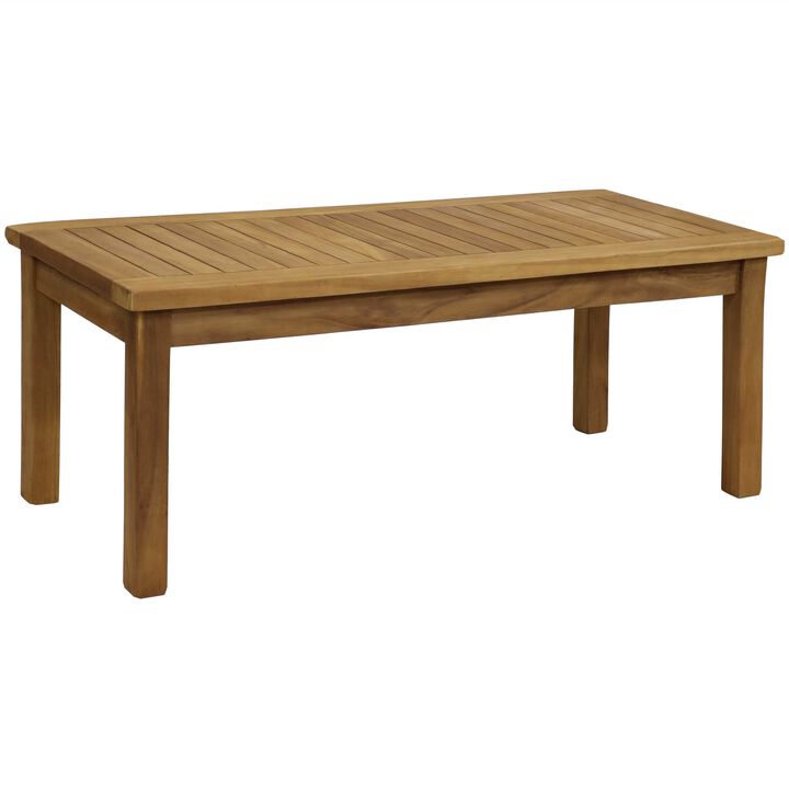 Sunnydaze 45.75 in Teak Wood Rectangular Patio Coffee Table