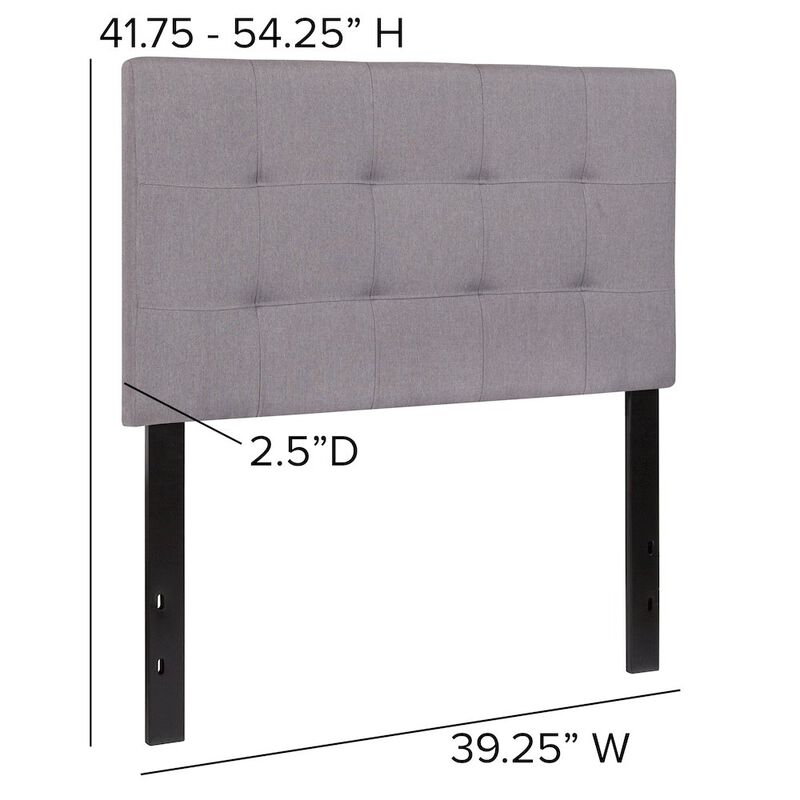 Flash Furniture Tufted Upholstered Twin Size Headboard in Light Gray Fabric image number 2