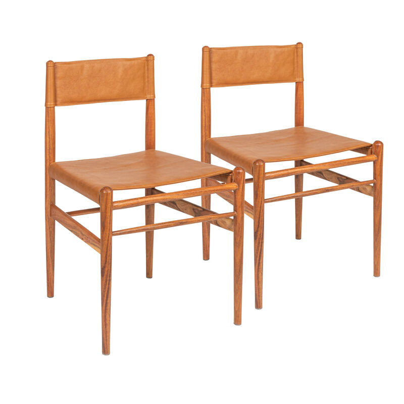 Solid Wood and Leather Dining Chair, Set of 2 image number 0