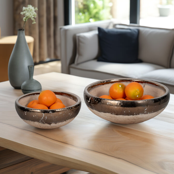 Gold Rim Terracotta Bowls set