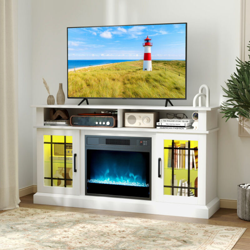 Fireplace TV Console with Remote & LED Mood Lighting &ndash; Media Cabinet for TVs Up to [40 inches]"