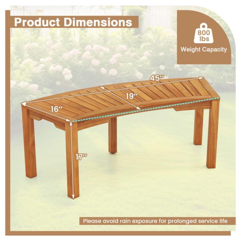 Hivvago Outdoor Bench Acacia Wood Curved Garden Bench 2-Person