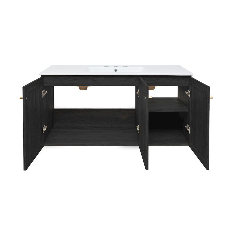 48" Wall-Mounted Bathroom Vanity with 3-Hole Widespread Sink Top image number 3