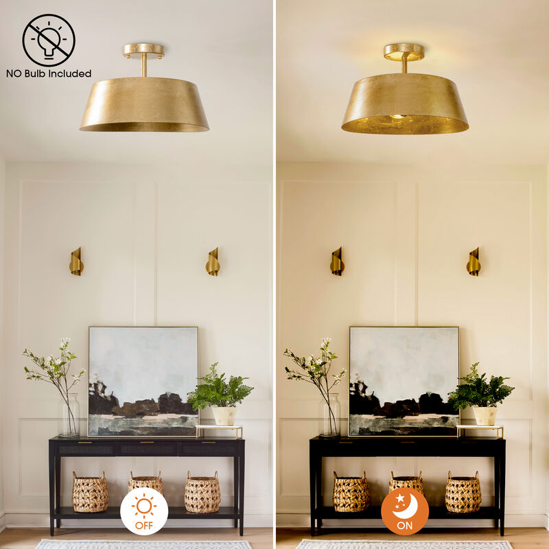 3-Light Modern Vintage Dimmable Gold Urban Drum Semi Flush Ceiling Light