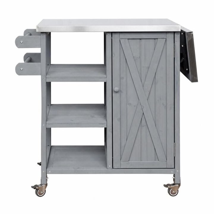 ELEMENT ACE Portable Foldable Outdoor Prep Kitchen Island Cart With Lockable Wheels, Storage Cabinet and Towel Rack For Patio Garden Cooking Areas