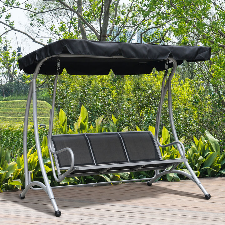 Hivvago 3-Seat Outdoor Porch Swing with Canopy