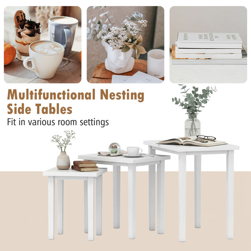 Living Room 3-Piece Farmhouse Rectangular Side Table Set image number 5