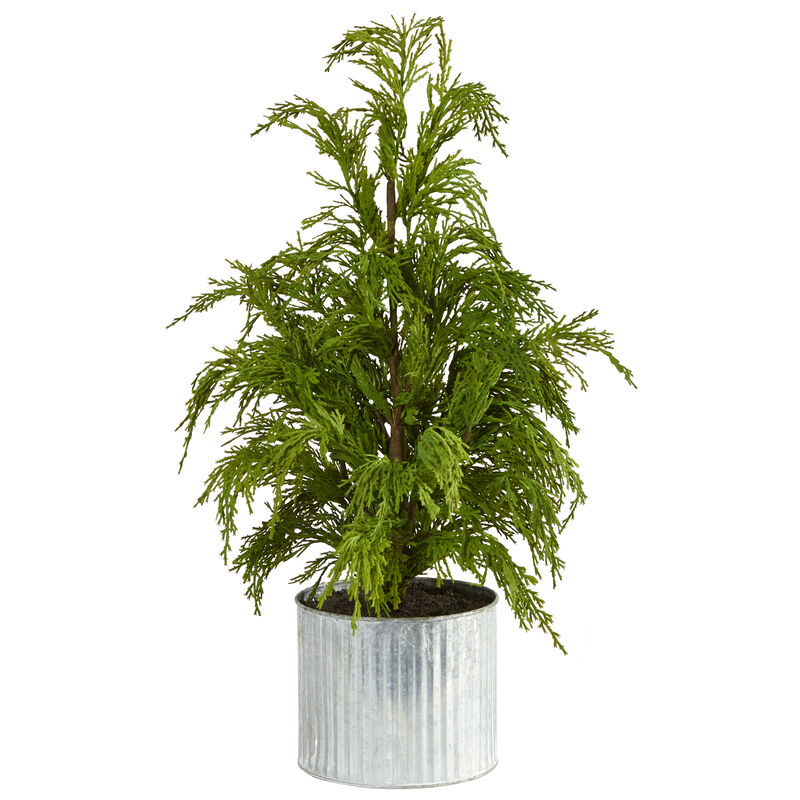2' Artificial Medium Cedar Tree in Decorative Planter
