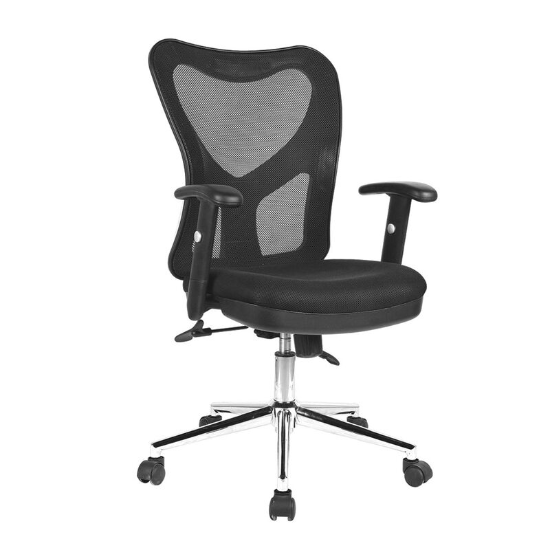 HomeRoots Black And Silver Adjustable Height Swivel Rolling Office Chair image number 2