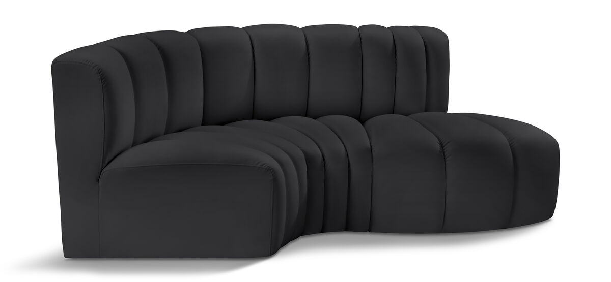 Meridian Furniture Arc Black Vegan Leather Modular Sofa