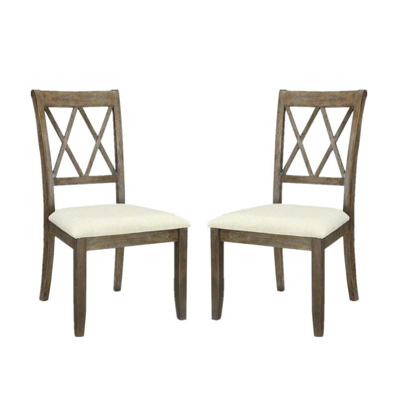 Simple Relax Set of 2 Linen Upholstered Side Chairs in Beige and Salvage Brown image number 0