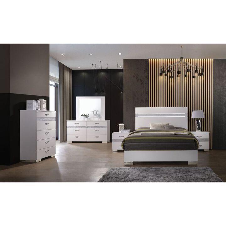 Naima II Queen Bed in White High Gloss
