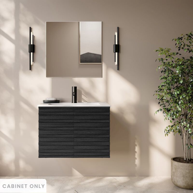 Cascade 30" Wall-Mounted Bathroom Vanity Cabinet without Top in Black Oak image number 1