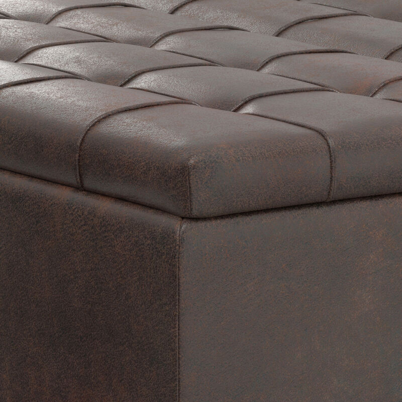 Simpli Home Harrison Large Square Coffee Table Storage Ottoman image number 5