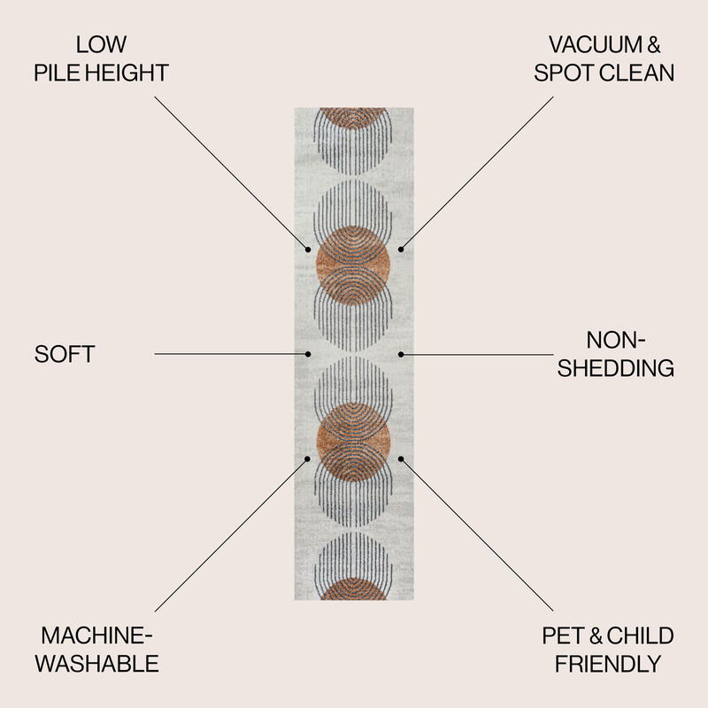 Kallax Geometric Modern Low-Pile Machine-Washable Area Rug