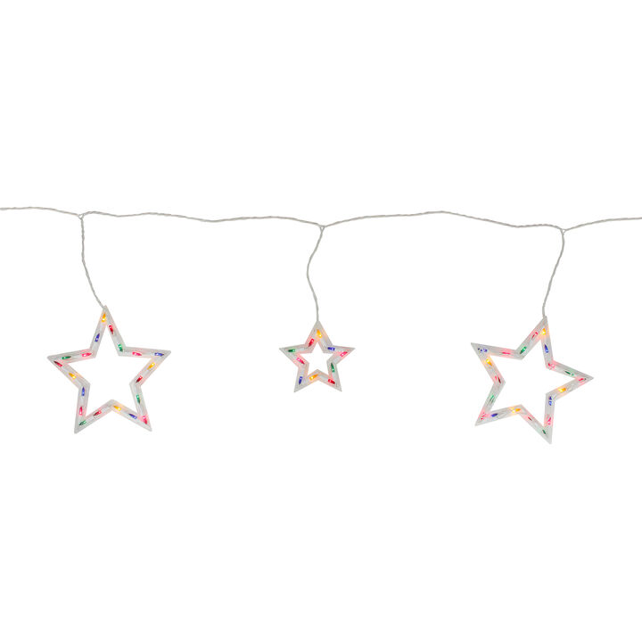 100-Count Multi-Color Star Shaped Mini Icicle Christmas Lights  7ft White Wire