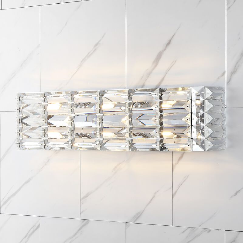 Evelyn Crystal Rectangle Ironcrystal Glam Modern LED Vanity Light