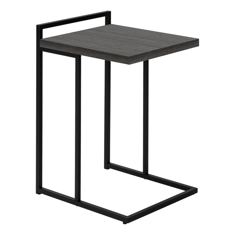 Monarch Specialties I 3634 Accent Table, C-shaped, End, Side, Snack, Living Room, Bedroom, Metal, Laminate, Grey, Black, Contemporary, Modern image number 1