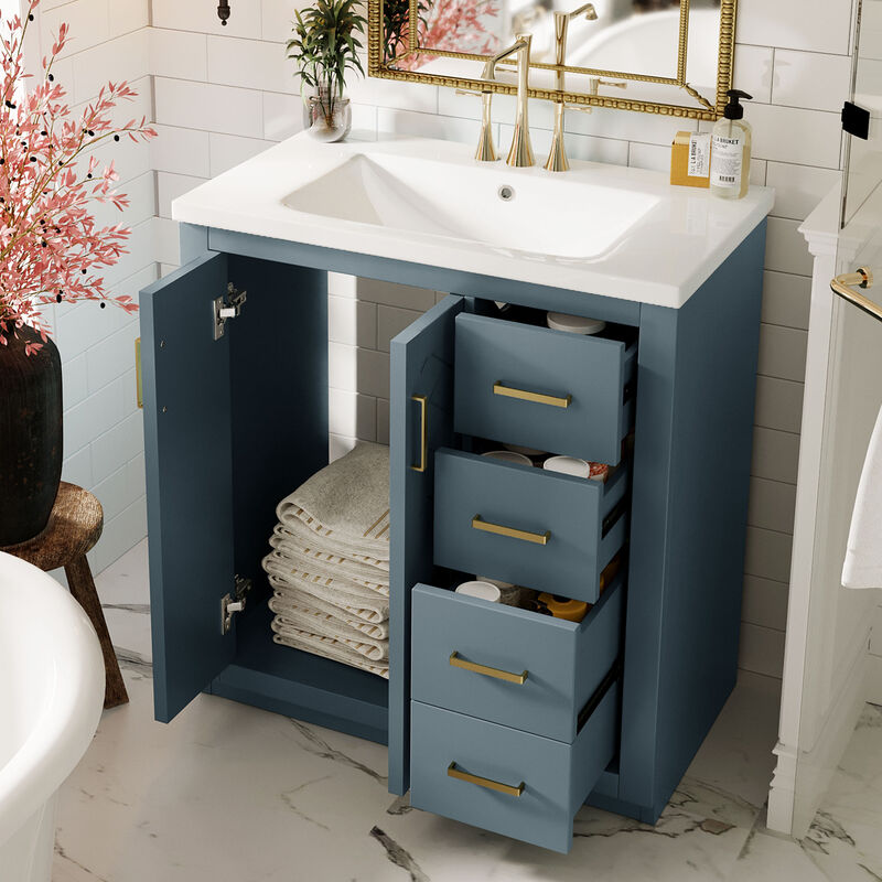 Merax Bathroom Vanity Cabinet with Undermount Ceramic Sink, 3 Drawers, Spacious Cabinet image number 4