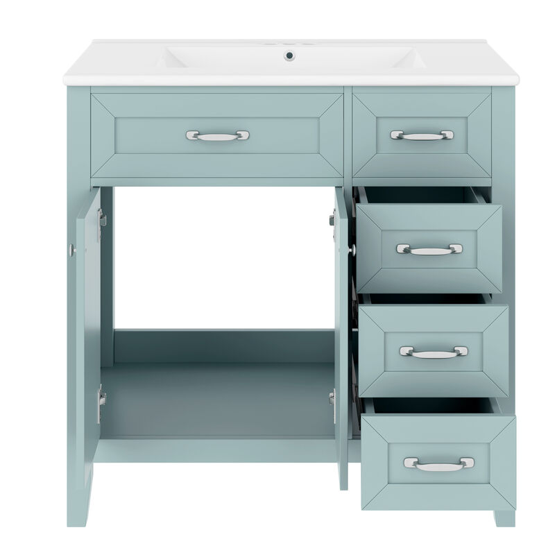 Merax Stylish White Bathroom Vanity with Smooth Ceramic Sink