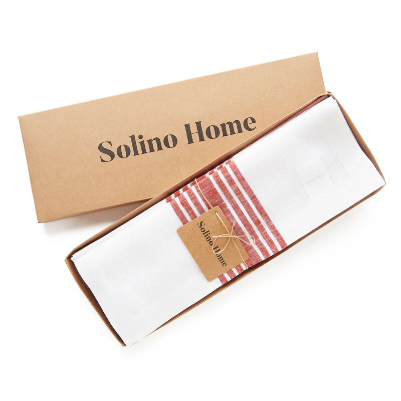 Solino Home Farmhouse 100% Linen Placemats &ndash; Set of 4, 14 x 19 in, Machine Washable, Holiday and Everyday Dining