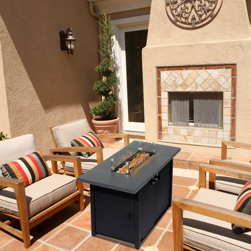 Fire Table,50000 BTU Gas Fire pit with Volcanic Stone
