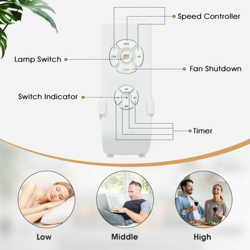 Hivvago Retro Ceiling Fan Light with Reversible Blades Remote Control