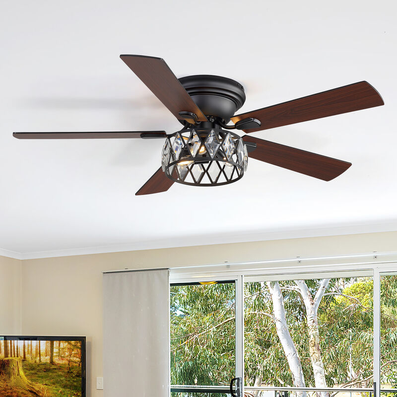 Breezary 52" Flush Mount Ceiling Fan with Light, 5 Plywood Blades, E12 3 Light, 6 Speeds, Remote image number 9