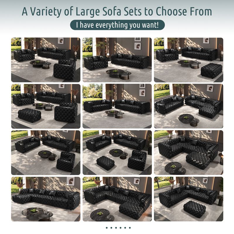 Whisen 4-Seat Modern Modular Sectionals with 4-Seat & 1 Ottoman, Faux Leather Upholstered, for Living Room image number 8