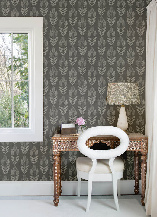 Garland Charcoal Block Tulip Wallpaper (Set of 2)