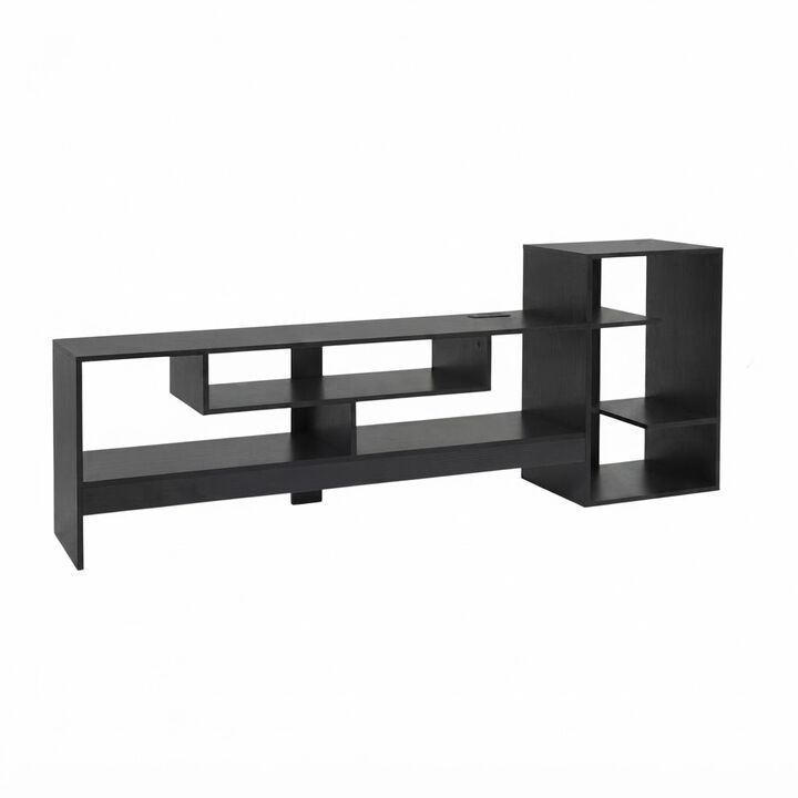 Modern TV Stand with Cube Storage Shelves and Charging Power Outlets