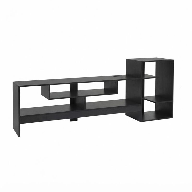 Modern TV Stand with Cube Storage Shelves and Charging Power Outlets image number 0